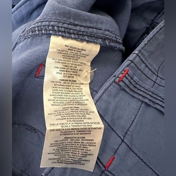 Anthropologie: Joie Madelia Slim Straight Linen blend blue cargo Pants size XS - Picture 9 of 9